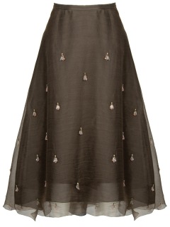 Шелковая юбка-миди с декором
