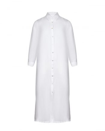 Платье-рубашка с разрезами по бокам, белое 120% Lino