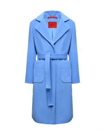 Пальто шерстяное с поясом, голубой Max&Co