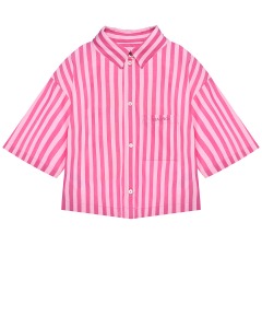 Рубашка укороченная в полоску, розовая Max&Co