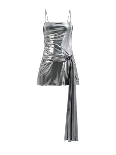 Платье-мини D-Blas цвета металлик с драпированной вставкой